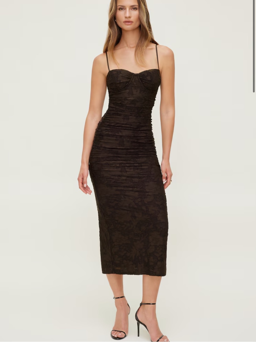 NWT Dynamite Dark Brown Mona Jacquard Midi Dress